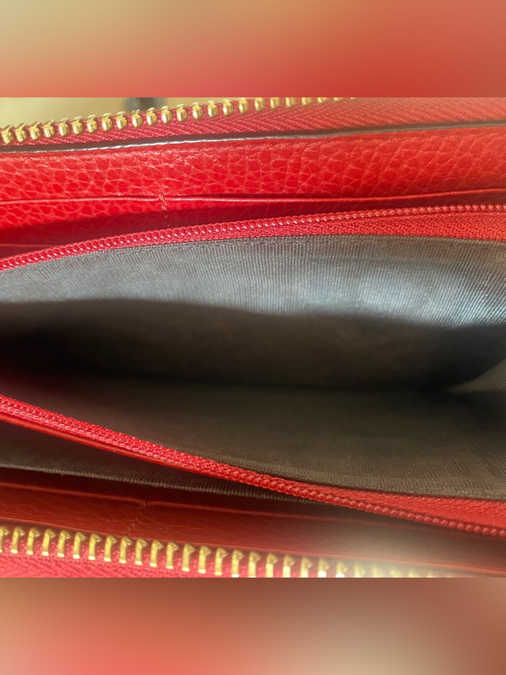 Gucci GG Mamont Zip Around Wallet In Red Leather - Picture 7 of 14